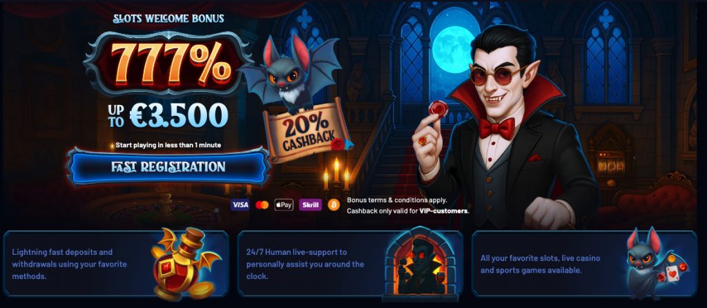 Dracula Casino Hero Section